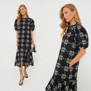 Tuckernuck Black Eyelet Lewis Puff Sleeve Embroidered Maxi Dress
